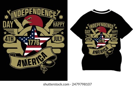 Un diseño de camiseta de día Independiente. Día independiente de Estados Unidos 4 de julio Diseño de camiseta. Bandera USA vintage Diseño de camiseta , Día independiente americano Diseño de camiseta