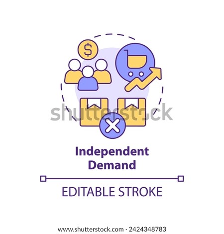 Independent demand multi color concept icon. Demand for finished products. Consumer preferences. Round shape line illustration. Abstract idea. Graphic design. Easy to use in brochure marketing