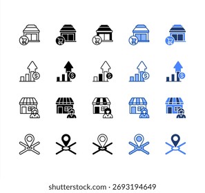 Independent, Growth, Owner, Initiative multiple style icon set.