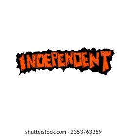 Independent lettering text, freestyle font. Over white background