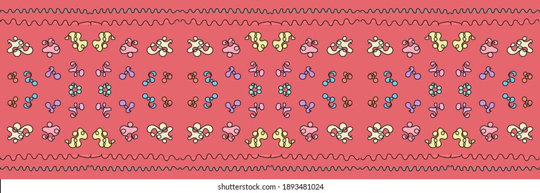 Patrón de línea independiente de color oriental sin fisuras. Patrón sin foco. Diseño para tela, cortina, fondo, alfombra, papel pintado, ropa, envoltura, Batik, tela, ilustración vectorial. Patrón oxidado.