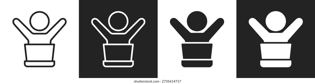 Independent Line And Solid Icon In White And Black Background