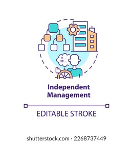 Independent management concept icon. Decision making freedom. Private sector feature abstract idea thin line illustration. Isolated outline drawing. Editable stroke. Arial, Myriad Pro-Bold fonts used