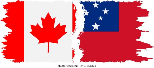 Independent State and Canada grunge flags connection, vector