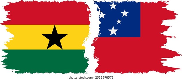 Independent State and Ghana grunge flags connection, vector