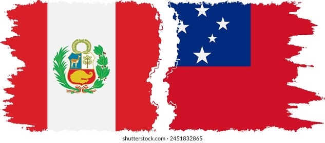 Independent State and Peru grunge flags connection, vector