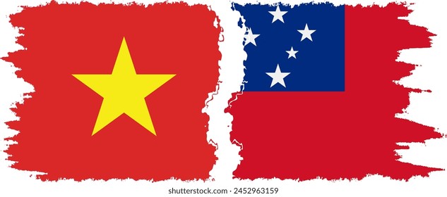 Independent State and Vietnam grunge flags connection, vector