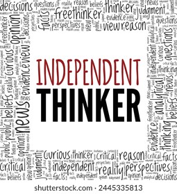 Diseño conceptual de la nube de palabras del pensador Independiente aislado sobre fondo blanco.