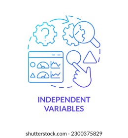 Independent variables blue gradient concept icon. Causal research changeable and principles abstract idea thin line illustration. Isolated outline drawing. Myriad Pro-Bold font used