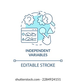 Independent variables turquoise concept icon. Causal research principles abstract idea thin line illustration. Isolated outline drawing. Editable stroke. Arial, Myriad Pro-Bold fonts used