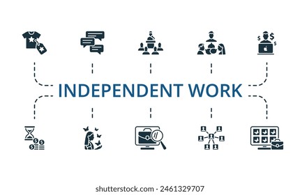 Independent work set. Creative icons. Editable elements.