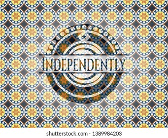 Independently arabic badge background. Arabesque decoration.