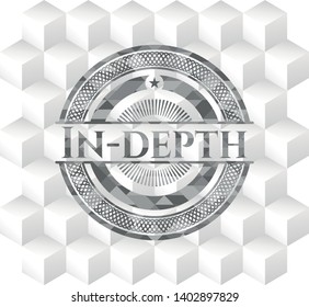 In-depth grey emblem. Retro with geometric cube white background