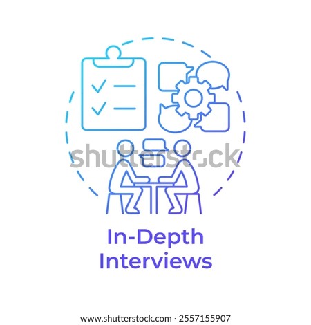 In-depth interviews blue gradient concept icon. Human resources. Survey, feedback. Round shape line illustration. Abstract idea. Graphic design. Easy to use in infographic, presentation