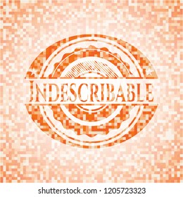 Indescribable abstract orange mosaic emblem with background