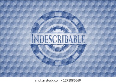 Indescribable blue polygonal badge.