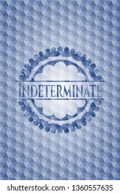 Indeterminate blue emblem or badge with abstract geometric polygonal pattern background.
