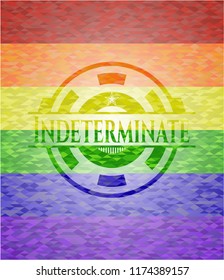 Indeterminate emblem on mosaic background with the colors of the LGBT flag