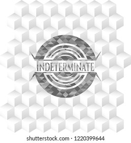 Indeterminate grey badge with geometric cube white background