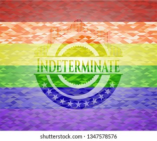 Indeterminate on mosaic background with the colors of the LGBT flag