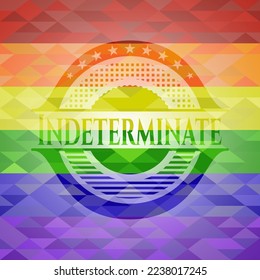 Indeterminate on mosaic background with the colors of the LGBT flag. 