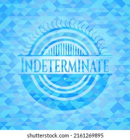 Indeterminate sky blue emblem with triangle mosaic background. 