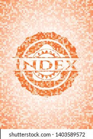 Index abstract emblem, orange mosaic background