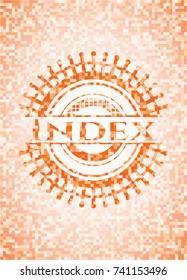 Index abstract emblem, orange mosaic background