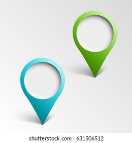 Index arrow location on the map. Pointer position. Marker standing. Indicator destination. Origami arrow colorful banners set. Advertising Design shape. Speech talking cloud. Vector pointer label tag.