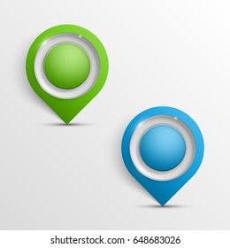 Index arrow location on the map. Pointer position. Marker standing. Indicator destination. Origami arrow colorful banners set. Advertising Design shape. Speech talking cloud. Vector pointer label tag.