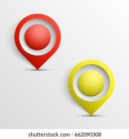 Index arrow location on the map. Pointer position. Marker standing. Indicator destination. Origami arrow colorful banners set. Advertising Design shape. Speech talking cloud. Vector pointer label tag.