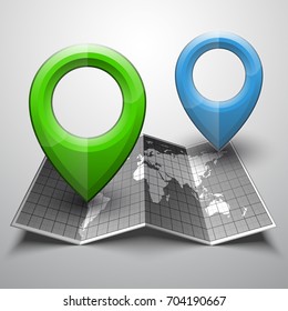 Index arrow location on the map. Pointer position. Marker standing. Indicator destination. Vector pointer label tag.