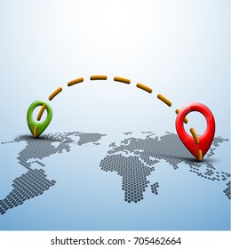 Index arrow location on the map. Pointer position. Marker standing. Indicator destination. Vector pointer label tag.