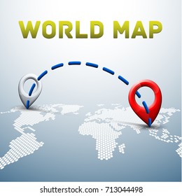 Index arrow location on the map. Pointer position. Marker standing. Indicator destination. Vector pointer label tag.