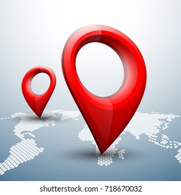Index arrow location on the map. Pointer position. Marker standing. Indicator destination. Vector pointer label tag.