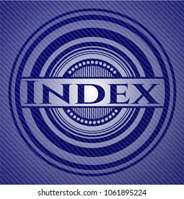 Index badge with denim background