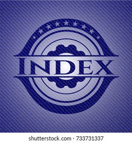 Index badge with denim texture