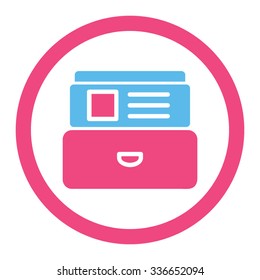 Index Box vector icon. Style is bicolor flat rounded symbol, pink and blue colors, rounded angles, white background.
