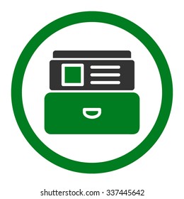 Index Box vector icon. Style is bicolor flat rounded symbol, green and gray colors, rounded angles, white background.