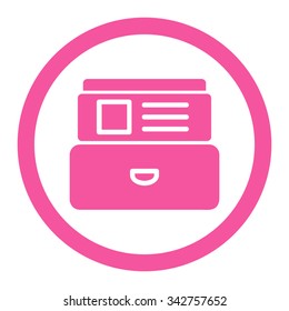 Index Box vector icon. Style is flat rounded symbol, pink color, rounded angles, white background.