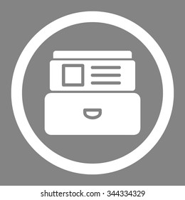 Index Box vector icon. Style is flat rounded symbol, white color, rounded angles, gray background.
