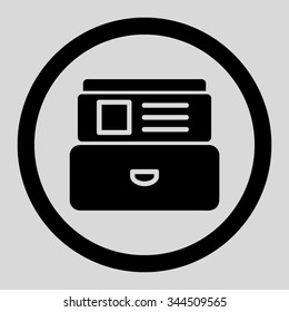 Index Box vector icon. Style is flat rounded symbol, black color, rounded angles, light gray background.