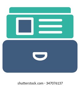 Index Box vector icon. Style is bicolor flat symbol, cobalt and cyan colors, rounded angles, white background.