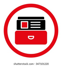Index Box vector icon. Style is bicolor flat rounded symbol, intensive red and black colors, rounded angles, white background.
