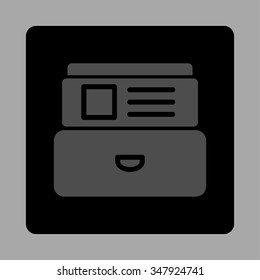 Index Box vector icon. Style is flat rounded square button, gray and black colors, silver background.