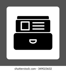 Index Box vector icon. Style is flat rounded square button, black and white colors, gray background.