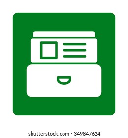 Index Box vector icon. Style is flat rounded square button, white and green colors, white background.