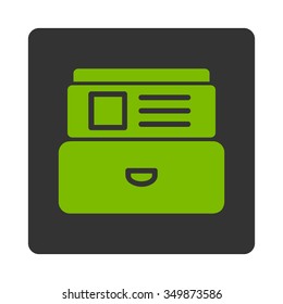 Index Box vector icon. Style is flat rounded square button, eco green and gray colors, white background.