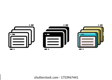 Index Card Icon. With Outline, Glyph, And Filled Outline Style