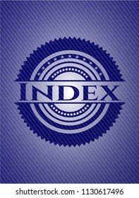 Index emblem with jean background